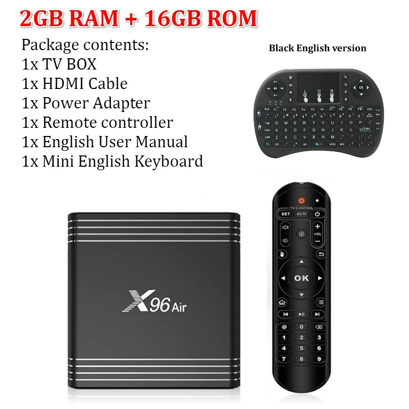 2G Black EU Keyboard T ТВ коробка X96 воздуха 8K Android 9,0 Смарт ТВ коробка 4GB 64GB Quad core Dual WiFi USB 3,0 Bluetooth 4,1 Google плеер Youtube Декодер каналов кабельного телевидения - Цвет: 2G Black EU Keyboard