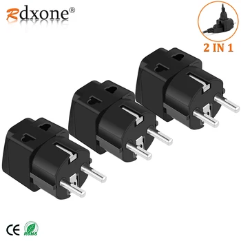 

Rdxone European Plug Travel Adapter Schuko Type E/F for Russia ,Germany, France, Europe - Grounded 2 in 1