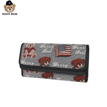 

Danny Bear Money Clip Wallet Fabric Key ID Holder Vogue Logo Print Causal Purse DBWB6112006