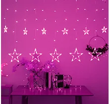 138 светодиодный светильник с мерцающими звездами для занавесок, сказочных огней, рождественской вечеринки, свадьбы, Счастливого Нового года, гирлянда, занавески, гирлянды, лампы - Испускаемый цвет: Pink