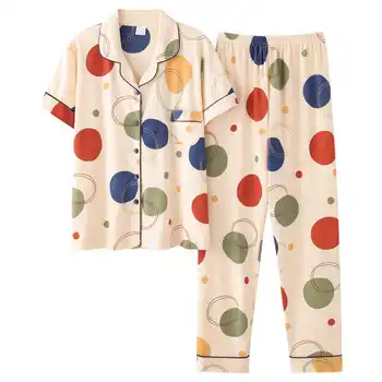 

Women Pijamas Set Plus Size 2 Piece Set Female Sleep Silk Satin Pijama Pajamas Suit Homewear Pyjamas Short Sleeve Sleepwear 3XL