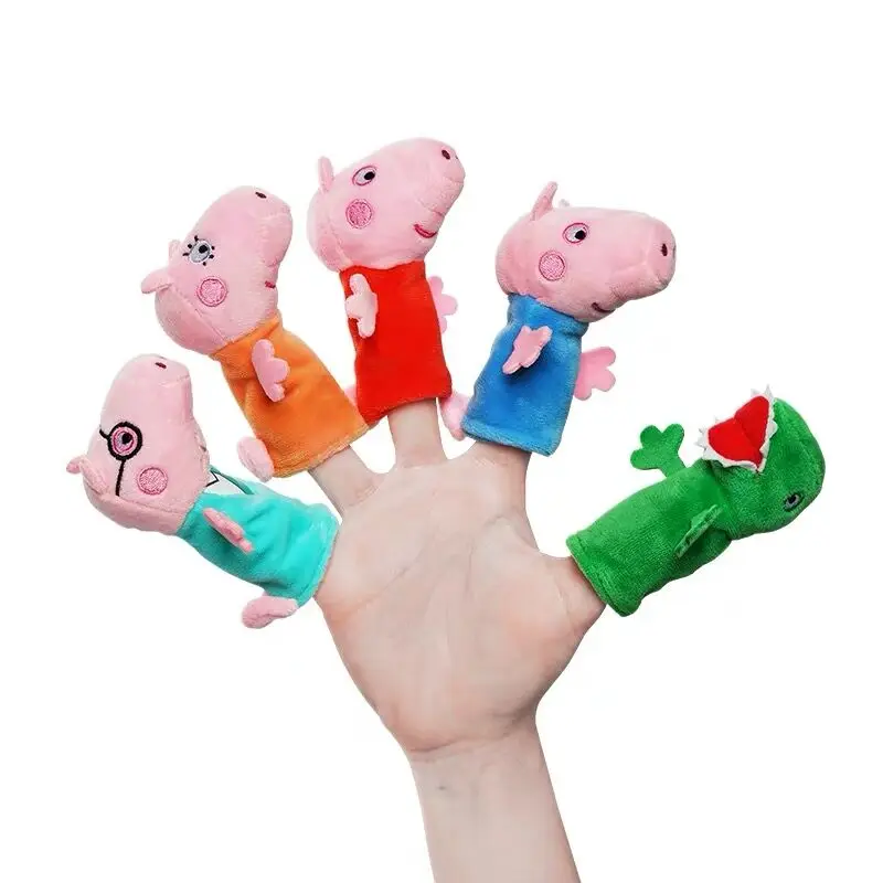 1PC véritable Peppa cochon mignon dessin animé George dinosaure Animal doigt marionnette en peluche jouet enfant bébé faveur poupée garçon fille doigt marionnettes