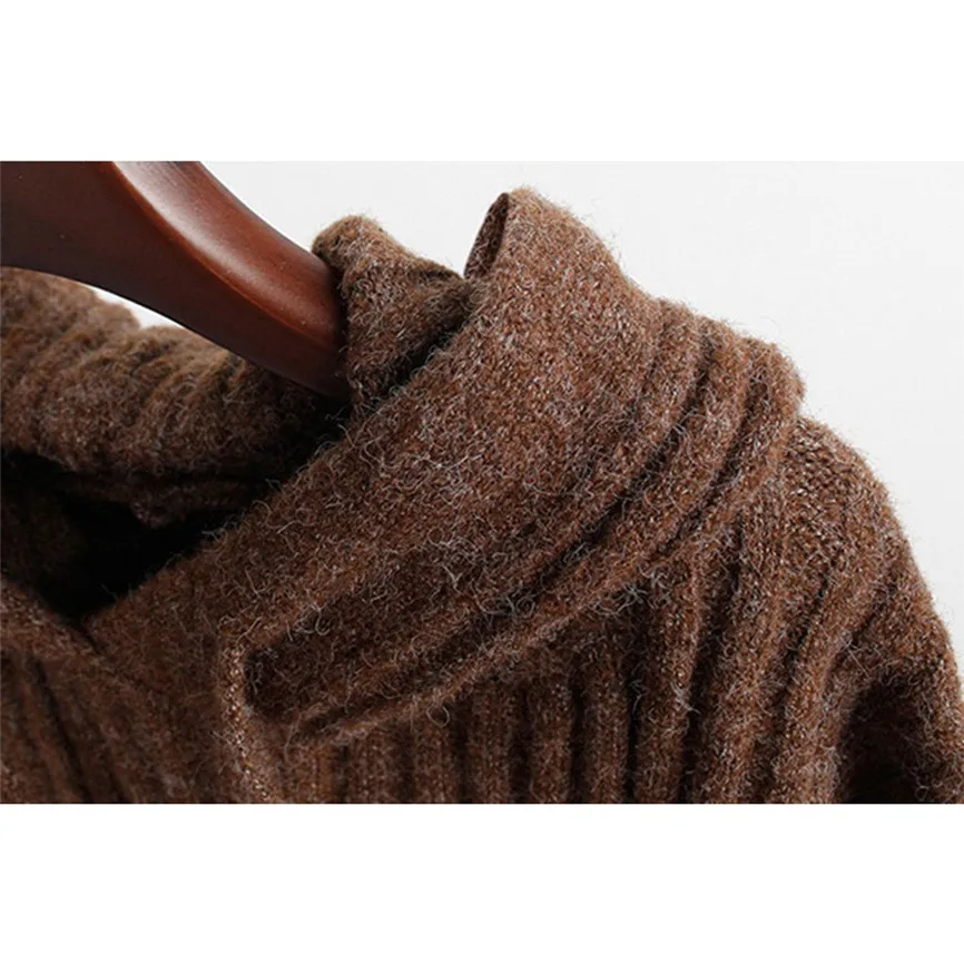 Женский свитер размера плюс, Одноцветный, модный, цветной, длинный рукав, Осень-зима, новинка, Свитера Sueter Mujer Invierno A6