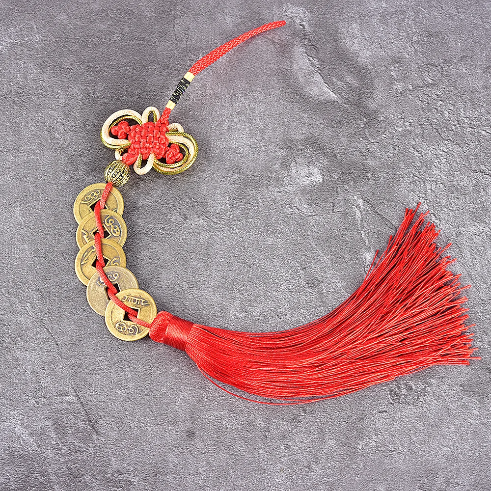 L063 Automobile Hanging Ornament Interior Trim Five Emperors Copper Coins Hanging Decoration Craft Pendant Lucky Chinese Knot