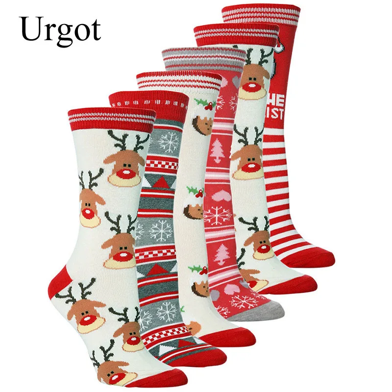 Urgot, 5 пар/лот, унисекс, рождественские носки, мужские, женские, повседневные, милые, Мультяшные, толстые носки для сна, забавные носки, Calcetines Mujer