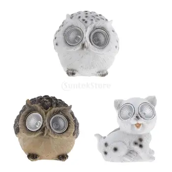 

Solar Outdoor LED Light Animal Statue for Garden, Patio, Lawn, and Yard Décor - Owl / Cat to Choose