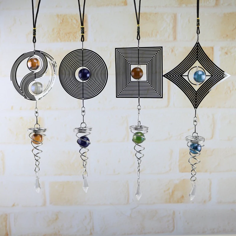 

Spiral Rotating Japanese Style Wind Chimes Windows Metal Decoration Christmas Spinner Crystal Windchime Church Yard