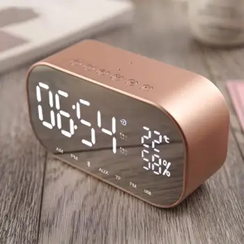 

LED Alarm Clock with FM Radio Wireless Bluetooth Speaker Support Aux TF USB Music Player Wireless for Office Home