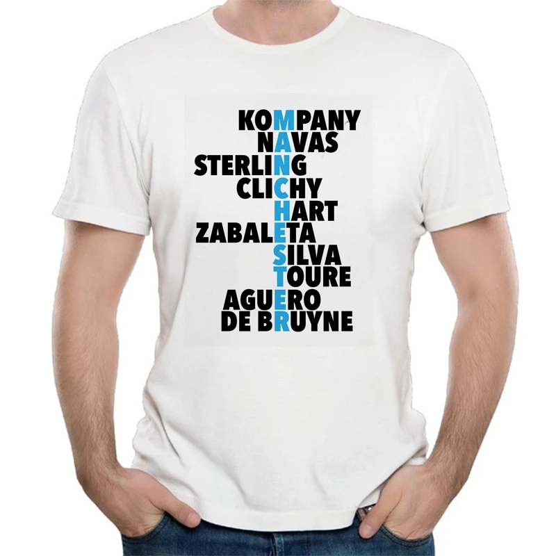 2017 Hot Blue Moon Manchester City Camiseta T Shirt Josep Guardiola Vincent Kompany Leroy Sane De Bruyne Aguero Etihad Stadium | Мужская