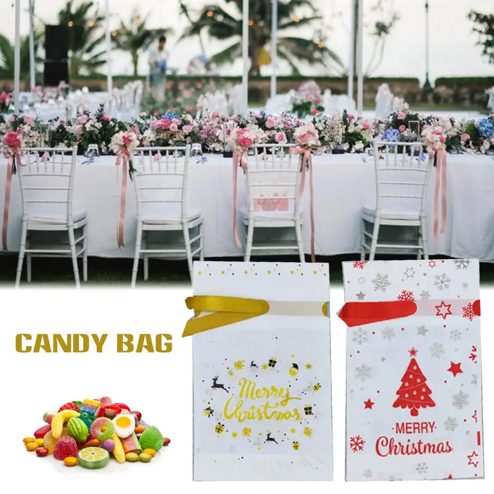 50pcs/pack Christmas Candy Bags Reusable Drawstring Bag Storage Pouch for Party Xmas Gift Bag Children Bag Drawstring Container