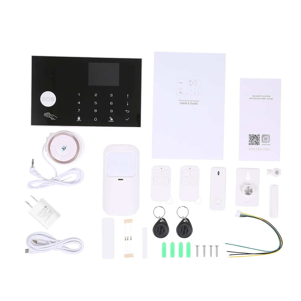 With US Plug Умный дом, Wi-Fi, GSM сигнализация, дистанционное управление, Автонабор, 433 МГц, приложение/Vocie управление, сенсорная клавиатура, совместимая с Amazon Alexa - Комплект: With US Plug