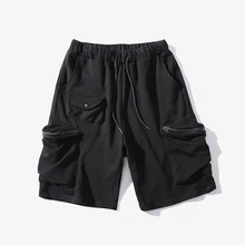 YASUGUOJI летний стиль сафари модные большие карманы хлопковые шорты для мужчин плюс размер эластичный пояс карго шорты хип хоп