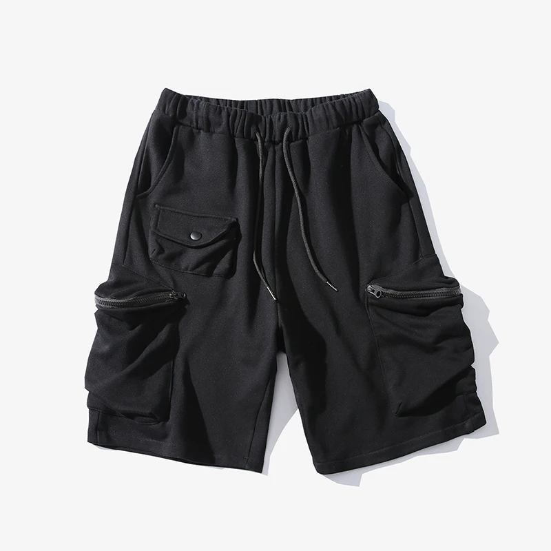

YASUGUOJI New Summer Safari Style Fashion Big Pockets Cotton Shorts Men Plus Size Elastic Waist Cargo Shorts Hip Hop Shorts