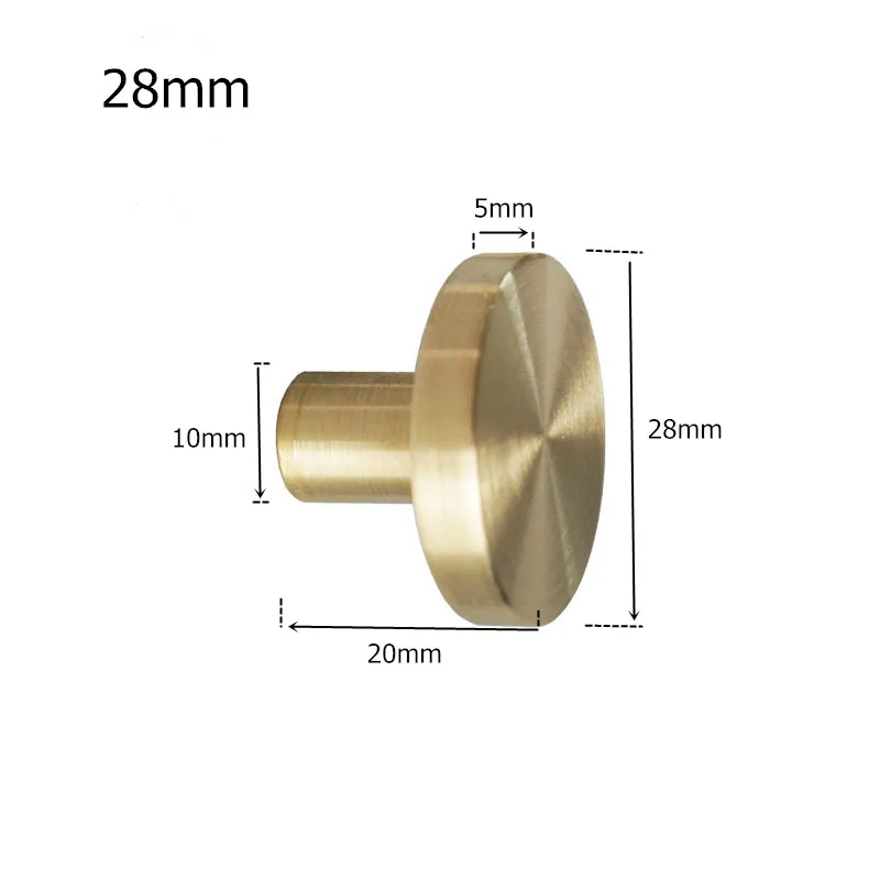 Латунная золотая для шкафа ручки и ручки для мебели ручки для ящика Медные Кухонные ручки для шкафа - Цвет: 28mm