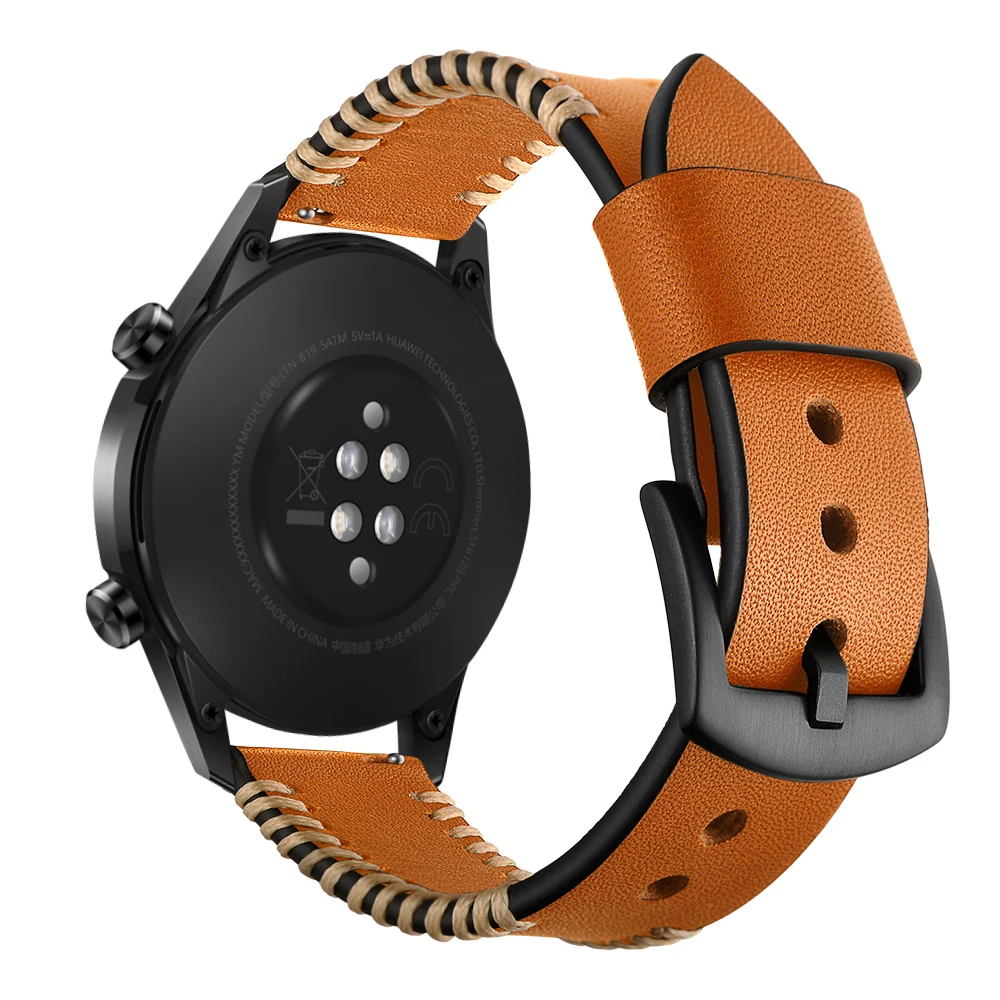 Ремешок из натуральной кожи для huawei GT 1 2 42 мм 46 мм/huawei watch 2 pro huami amazfit 1 2 GTR 47 мм Ремешки для наручных часов stra
