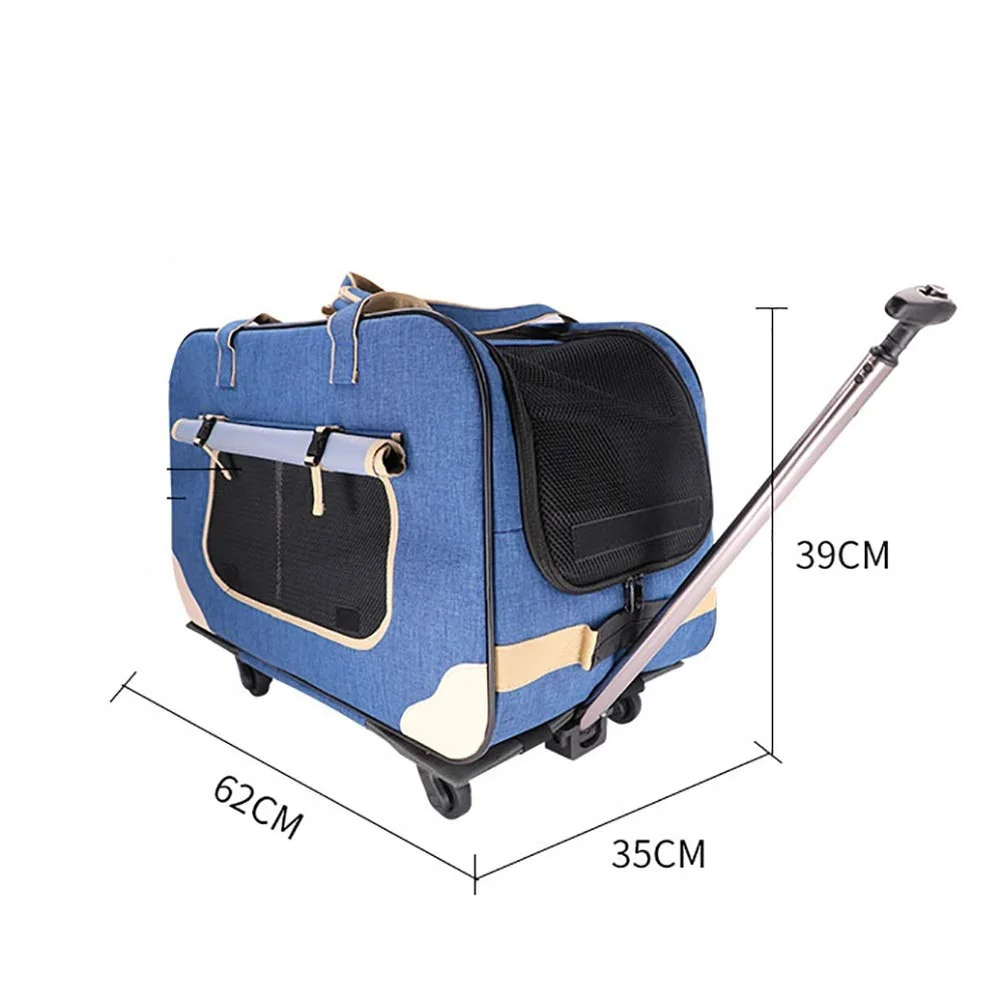 Dog Pet Carrier Cart Rolling Wheel Pet Trolley Case Folding Disassembly