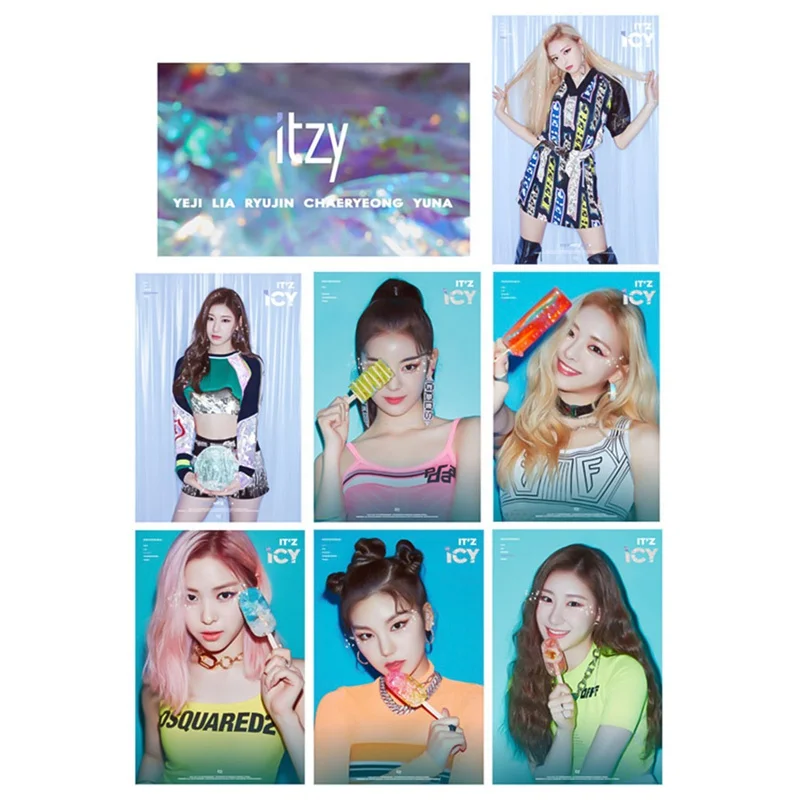 21 шт./компл. ITZY фотокарточка пвх прозрачные карточки наклейки для автобуса