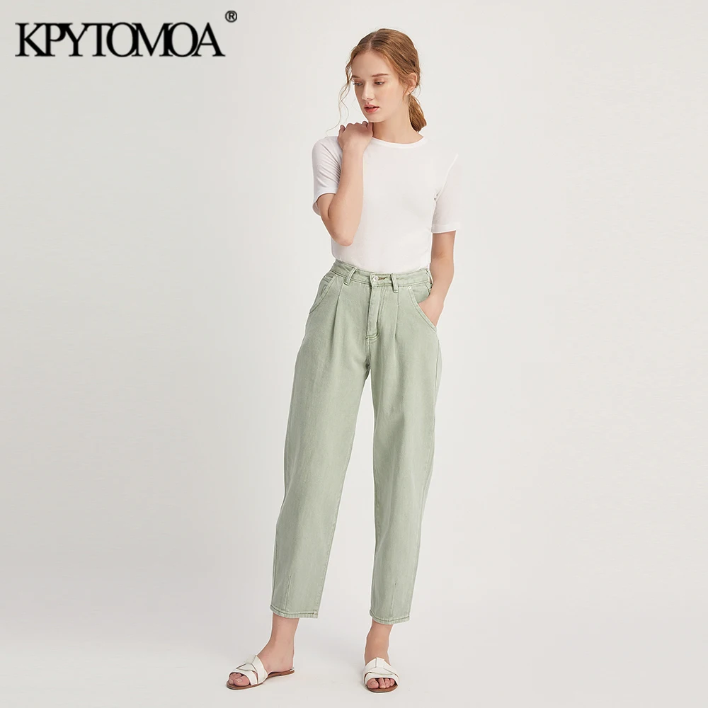 Vintage Stylish Pockets Darts Jeans Women 2020 Fashion High Waist Zipper Fly Denim Harem Pants Chic Jean Femme Trousers