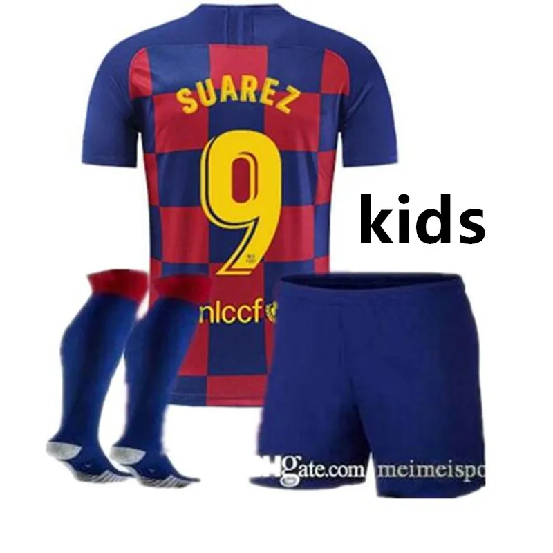 Детский комплект+ носки; коллекция года; футболка для футбола F. DE JONG GRIEZMANN MESSI SUAREZ ARTHUR COUTINHO VIDAL I. RAKITIC; детская футболка - Цвет: kids