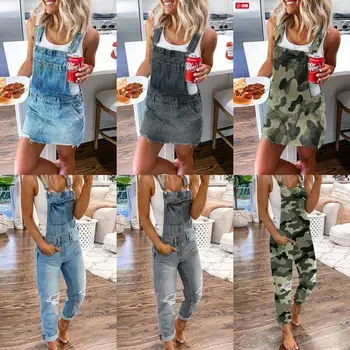 

2020 women's denim skirt suspender skirt jumpsuit was thin suspenders two stitching
