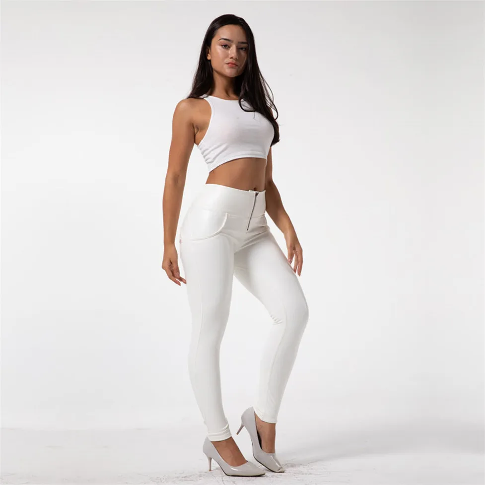 Melody Womens White Faux Leather Pants 