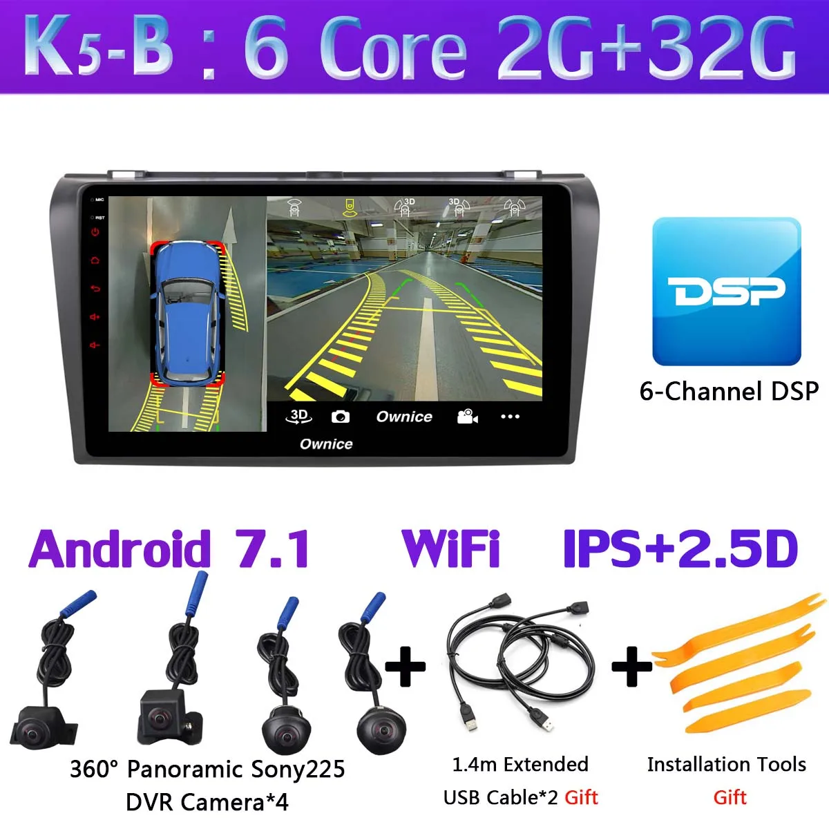 K5-B " 360°Panoramic автомобильный dvd-плеер на основе Android для Mazda 3 Mazda3 2006 2007 2008 2009 2010 2011 2012 ADAS Радио стерео 4G DSP CarPlay - Цвет: K5-B