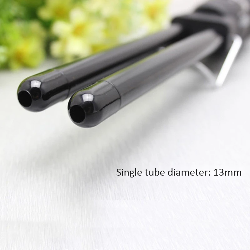 Топ предложения керамическая бочка для завивки волос ролик с двойной трубкой Waver щипцы для завивки волос палочка щипцы 110-240 в инструмент для завивки волос Американский штекер