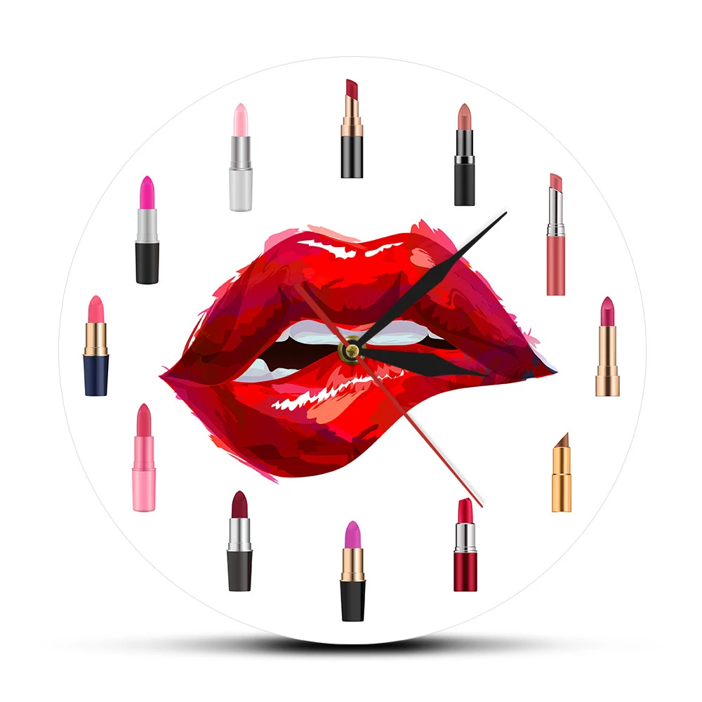 Girly Things Cukup Lipstik Funky Jam Dinding Salon Kecantikan Dekoratif Silent Wall Fashion Dinding Seni Makeup Artist Ide Hadiah Wall Clocks Aliexpress