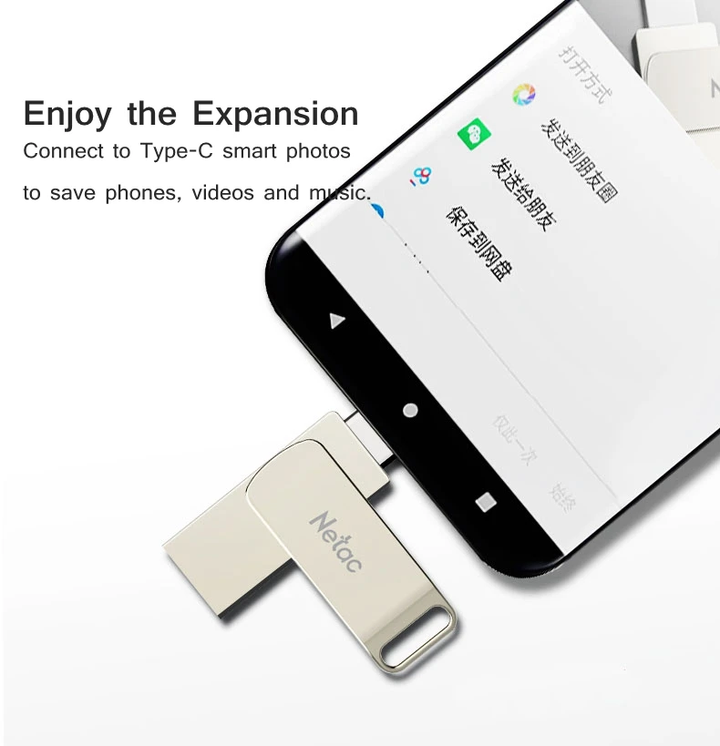 Netac U диск тип-c USB 3,0 64 Гб 98 м/с высокоскоростной OTG флэш-накопитель для смартфонов, планшетов, ноутбуков MacBook-tv