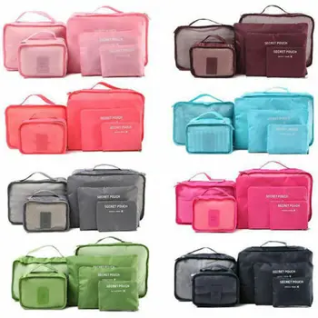 

6pcs Waterproof Travel Storage Bag Clothes Packing Cube Luggage Organizer Sets Nylon Home Storage Travel Pouch Portable Bags