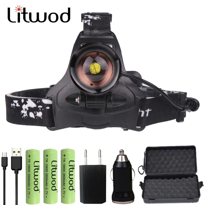 Litwod Z202806 xhp70.2 xhp50 светодиодная фара 50000lm мощный налобный фонарь с зумом, фонарь для кемпинга 18650