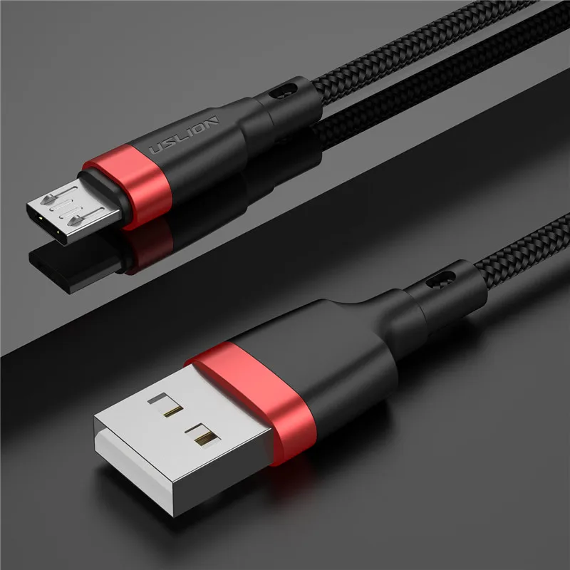 USLION QC3.0 Micro USB кабель для Xiaomi Redmi Note 5 Pro 4 Быстрая зарядка USB кабель для samsung S7 мобильный телефон зарядное устройство Шнур данных - Цвет: Red