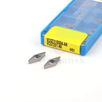 

10PCS VCGT110304 AK H01 VCGT 110304 Aluminum cutter blade Insert Cutting Tool turning tool CNC Tools AL +TIN Alloy wood