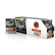 Pro Plan Nutrisavour Sterilised влажный корм для стерилизованных кошек и котов (кусочки в соусе), Говядина, 24 шт по 85 г Pro Plan Nutrisavour Sterilised влажный корм для стерилизованных кошек и котов (кусочки в соусе), Говядина, 24 шт по 85 г