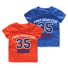 Детская одежда в Корейском стиле; летняя футболка с буквенным принтом для детей; короткий рукав; детская одежда; Сеть 38