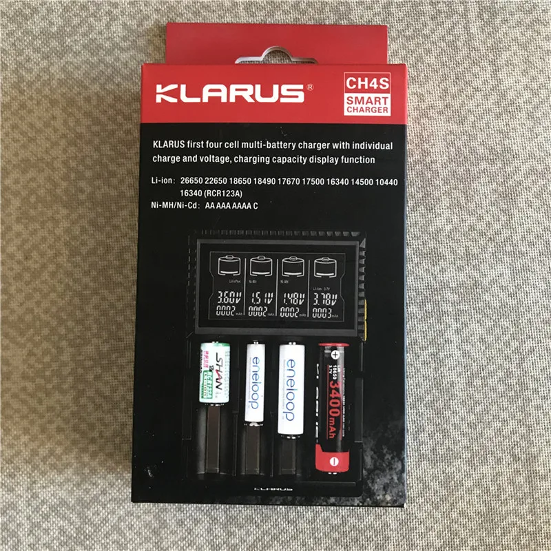 Klarus CH4S 4 слота LiFePO4 26650 18650 16340 14500 Li-Ion Ni-MH Ni-Cd AA AAA зарядное устройство с