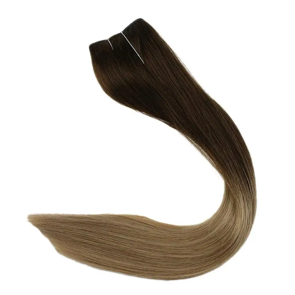 

Full Shine 100% Remy Human Hair Balayage Color #4T27 Fish line Hair Extensions One Piece