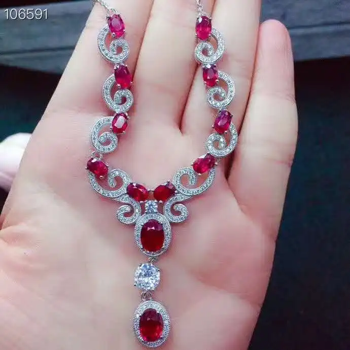 Кольцо из 925 серебра с натуральным Рубином Мьянмы Женские Ювелирные изделия |