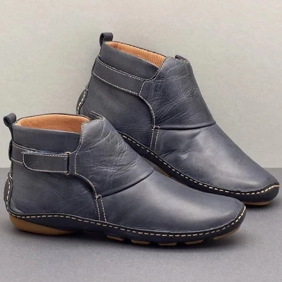 

Women Winter Snow Boots Imitation Leather Ankle Spring Soft Flat Shoes Woman Short Brown Boots For Women Slip-on Boots