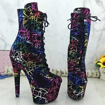 

Leecabe 17CM/7Inch Women's Platform boots party High Heels Shoes Pole Dance shoes