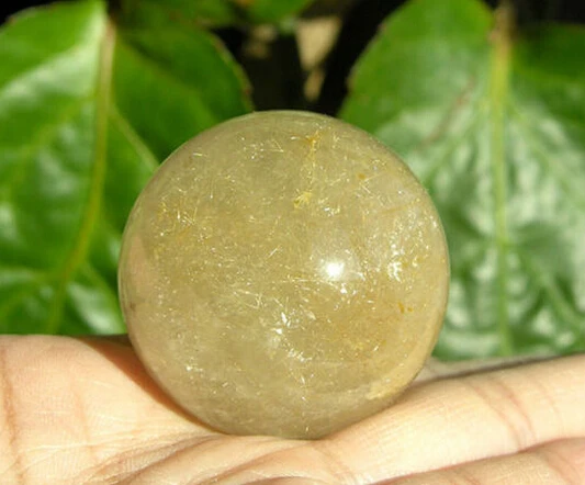 +++---515+++38mm Natural Rutilated Quartz Crystal w/Tourmal Carving Sphere Gem Ball Brazil | Дом и сад