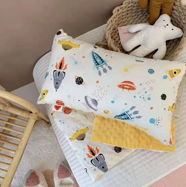 

Cartoon Cotton Kids Pillow With Filler Soft Washable Baby Sleeping Head Cushion Rectangle Toddler Pillow Portable Headrest
