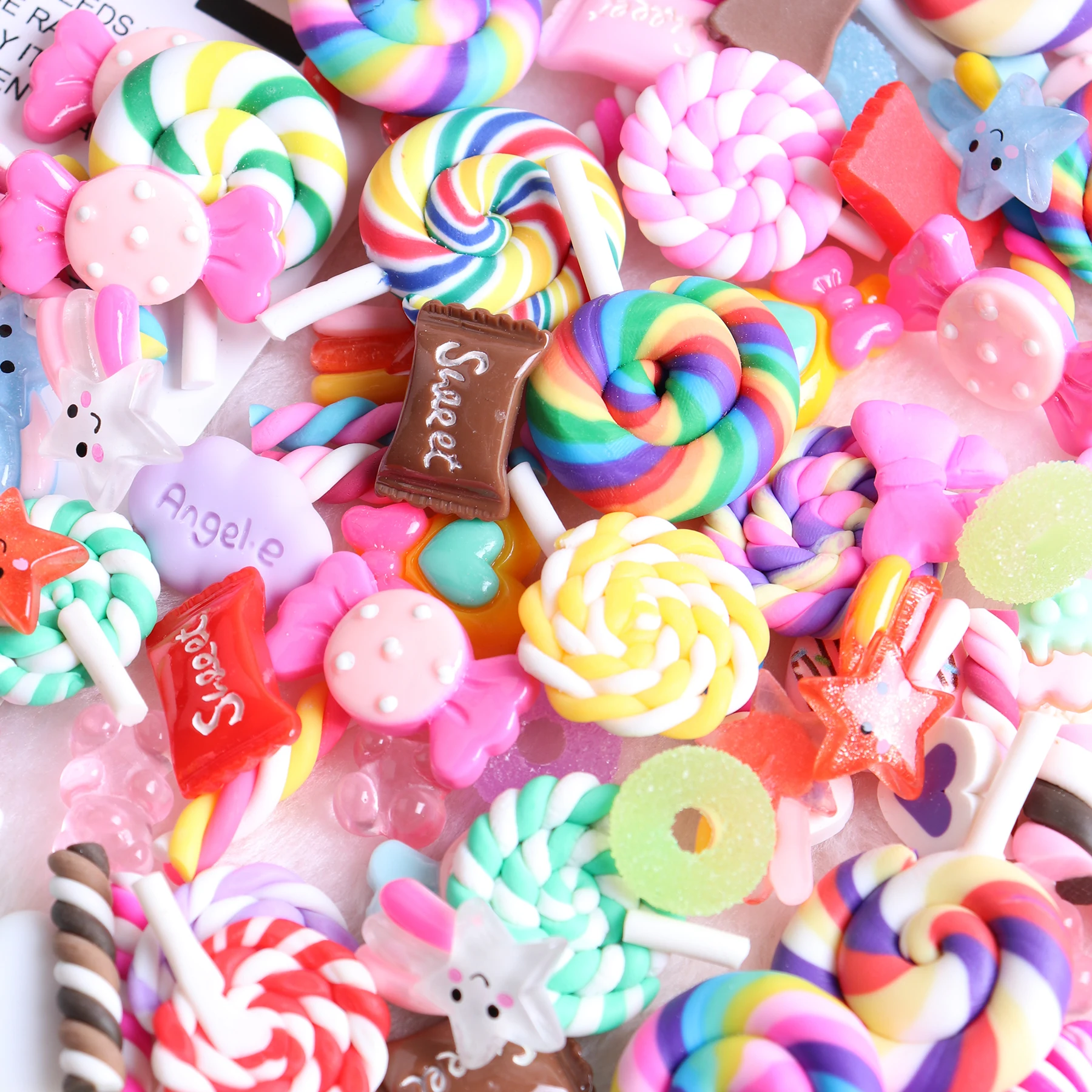 30PCS Nail Decor Kawaii Mixed Jelly Lollipop Clay 3D Assorted Candy Acrylic Nail Rhinestones Decoration Manicure Tool Art Tips