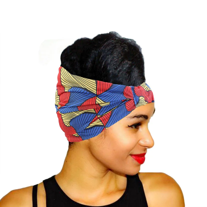 Xinvivion Pañuelo de Estampado de Algodón de cera Africana para Mujer Cintas para la Cabeza Turbantes Hijab Envoltura de Cabello Elástico 