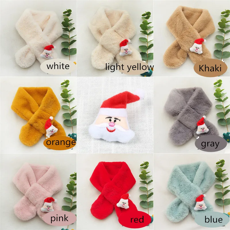 Christmas Fur Collar Warm Scarf Kids Winter Fashion Children Neck Scarves Faux Fur Scarf Shawls and Wraps WD06 (8)