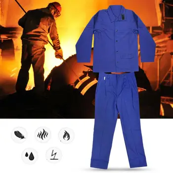 

safety clothes Wear-Resisting Fireproof Welding Protective Clothing Suit Safety Welder Work Protection overol hombre Blue