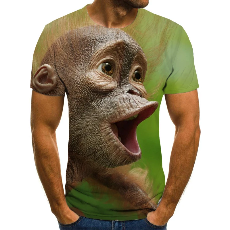 Black 3d Men 2021 Summer Printed Animal Monkey T-shirt Short Sleeve Funny Design Casual Graphic T-shirt Brown - T-shirts - AliExpress
