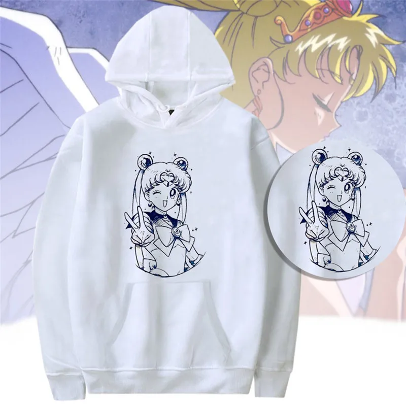 Sailor свитшот с Луной s толстовки Женская одежда Kawaii с длинным рукавом Harajuku Sailor свитшот с Луной для девушек