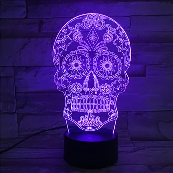 

3D Lamp The Skull 7 Color with Remote Colorful Present for Children Bright Base Touch Sensor Led Night Light Lamp Hologram