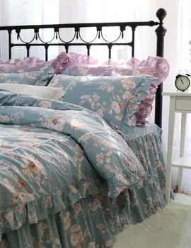 

Pastoral flower bedding set, twin full queen king cotton romantic single double home textile bedspread pillow case duvert cover